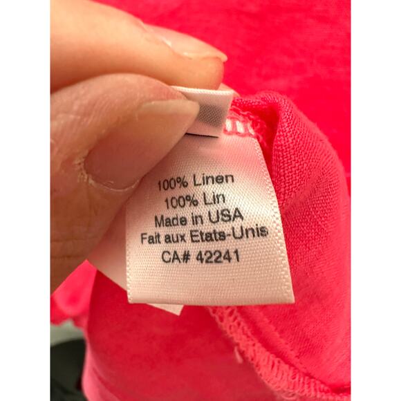 STARK X | Hot Pink 100% Linen Oversized Popover Top Made in USA | Medium - Picture 7 of 8